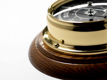 Tabic Prestige Solid Brass Traditional Barometer - Handmade in England - Mounted on a Solid English Oak Mount - Accurate Weather Forecasting - Combined Elegance and Precision