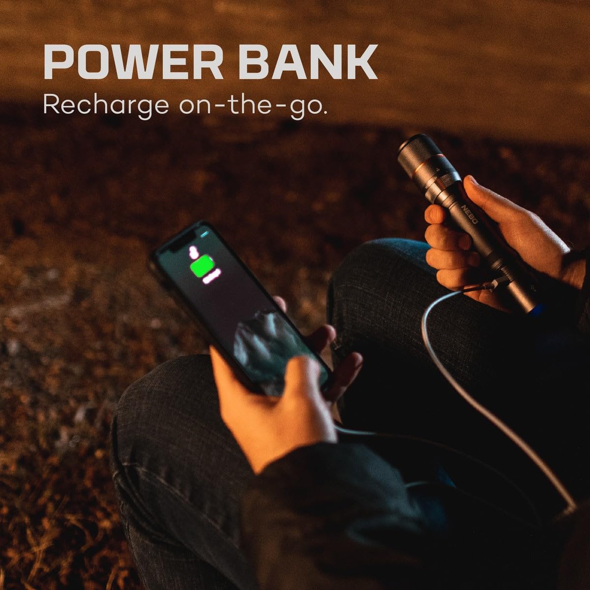 NEBO Davinci 2000 Flashlight & Portable Charger | 2000 Lumens, 4 Light Modes, USB Rechargeable Power Bank, Waterproof, Super Bright LED Camping Light, Includes Charging Cable