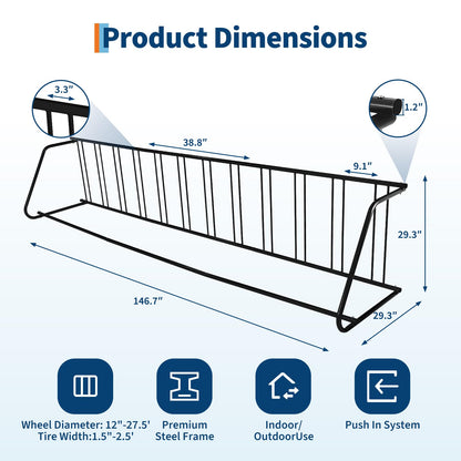 ActiveTrail Commercial Grid Bike Rack - Heavy Duty Outdoor Bicycle Rack Stand, Freestanding Metal Floor Bike Stand for Garage, School, Outdoor Parking, Bike Shop (Single & Double Sided)