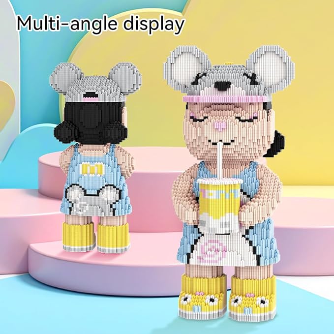 HOOLEDAY Bear Micro Building Blocks Bubble Tea Design Bearbrick Set (5700 PCS) Creative Home &amp Office Decor Gift for Adults and Kids
