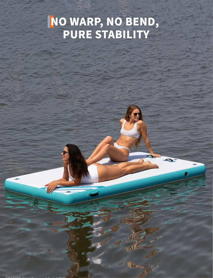 Garvee Inflatable Floating Dock Air Dock Platform Floating Island Raft with Rope Ladder Non-Slip Surface Swimming Water Platform for Pool Beach Ocean