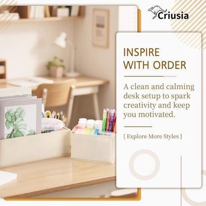 Criusia 15 Pack Drawer Organizer for Clothes, Foldable Dresser Dividers with 3 Sizes, Fabric Storage Bins – Beige
