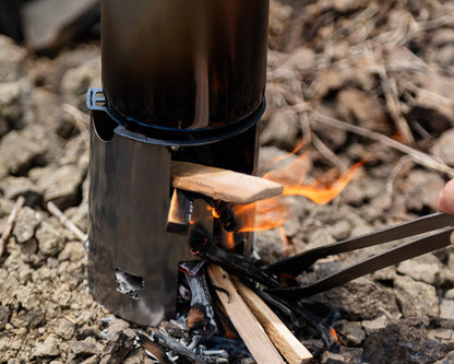 Keith Titanium Ti3070 Nesting Camp Set - Ultralight Plastic-Free Titanium Bottle, Mug & Wood Stove with Canvas Carry Bag - Durable, Portable, and Eco-Friendly for Camping, Hiking & Outdoor Adventures