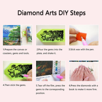 Muzagroo Art 4 Pack 5D Diamond Painting Kits for Adults DIY Drill Diamond Art Kits Arts and Crafts for Beginners Beach Diamond Dot Kits Gem Painting Wall Art for Living Room