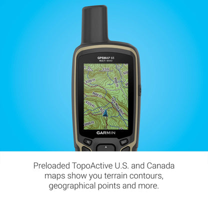 Garmin GPSMAP 65, Button-Operated Handheld with Expanded Satellite Support and Multi-Band Technology, 2.6" Color Display, 010-02451-00
