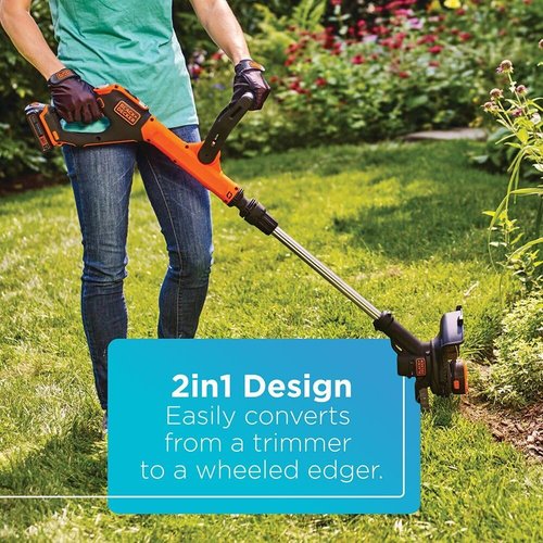 BLACK+DECKER 20V MAX String Trimmer & Edger - EasyFeed Weed Wacker with 12-Inch Cutting Width & 2 Speed Control, Battery Included