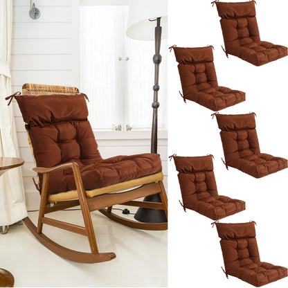 Suzile 6 Pack Outdoor High Back Chair Cushions Bulk, Waterproof Rocking Chair Cushion, Indoor Seat and Back Thickened Patio Pad for Indoor and Outdoor(Dark Brown)