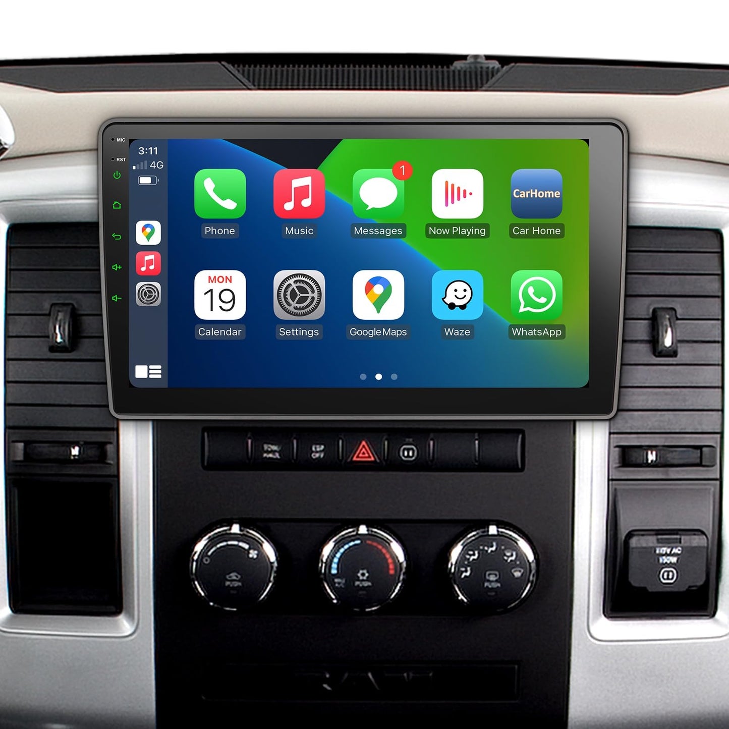 Liunx Car Radio for Jeep Wrangler JK Compass Grand Cherokee Dodge Ram Upgrade Stereo Wireless CarPlay Android Auto,10 '' Touchscreen Head Unit Bluetooth Mirror Link AM/FM SWC