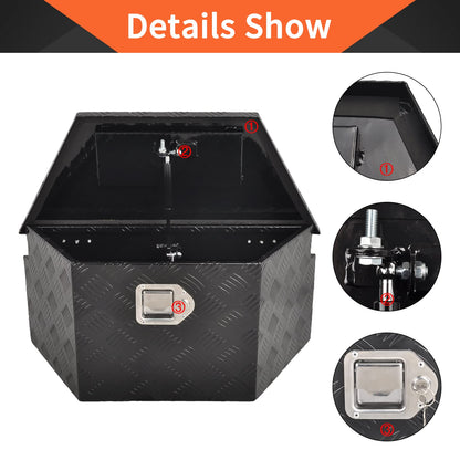 TBAPFS 26 Inch Aluminum Trailer Tongue Tool Box 5 Bar Tread Wide Utility ToolBox for Pick Up Truck RV Storage Organizer Tool Box with Lock and Keys - 26"X13.3"X12" Black
