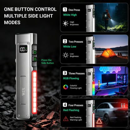 EDC Flat Flashlight, 1500 Lumens Rechargeable Pocket Flash Light with Magnetic Base, White LED, UV light, USB-C Charging for Camping, Emergency, Everyday Carry, Outdoor Working & Hiking (Bright Gray)