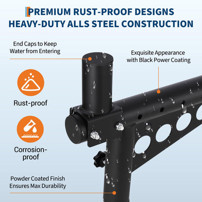Universal Truck Ladder Rack 1000 Lbs Capacity, Adjustable Steel Pickup Bed Rack 52"-82" Crossbar for Kayak, Lumber, Ladder, Rooftop Tent, Surfboard – No-Drill Heavy Duty Rack for Pickup Trucks