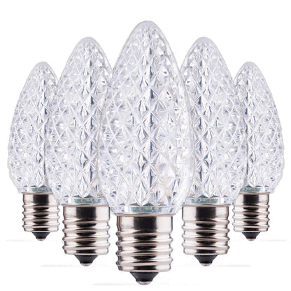 Minetom C9 LED Christmas Light Bulbs, Shatterproof, Cool White, E17 Base, 50 Pack
