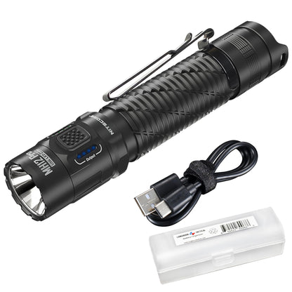 Nitecore MH12 Pro Tactical Flashlight, 3300 Lumen high Lumen USB-C Rechargeable Long Throw Compact EDC Duty Light with Holster and Lumentac Organizer