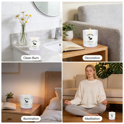 Set of 4 White Unscented Soy Candles, White Glass Filled Votive Candles, Hand Poured Wax Candle for Home Décor Aromatherapy Spa Holidays Party and Weddings