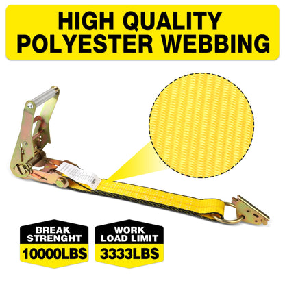 Autofonder E Track Tire Straps for Trailer Heavy Duty 2" x 10' Auto Hauler Strap-10,000lb Guaranteed Break Strength-(4) Premium Vehicle Tie Down Kit with Rubber Blocks Wheel Tie-Downs for Truck, UTV