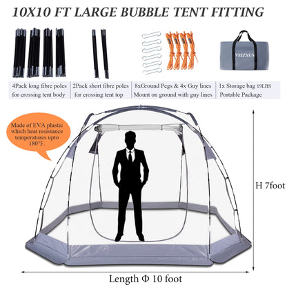 Bubble Tent 4-6 People Transparent Tent 10'x10' Outdoor Tents Cold and Waterproof Suitable for Terrace, Canopy, Backyard Star Watching Camping Portable Tents