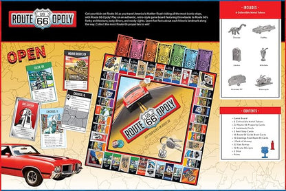 MasterPieces Opoly Board Games - Route 66 Opoly - Officially Licensed Board Games for Adults Kids &amp Family