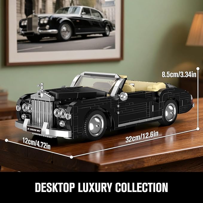 Mould King 10006 Classic Car Building Sets MOC Vintage Luxury Convertible Model Building Blocks Kits Gift for Teens/Adults Collections Enthusiasts (1096+ Pieces