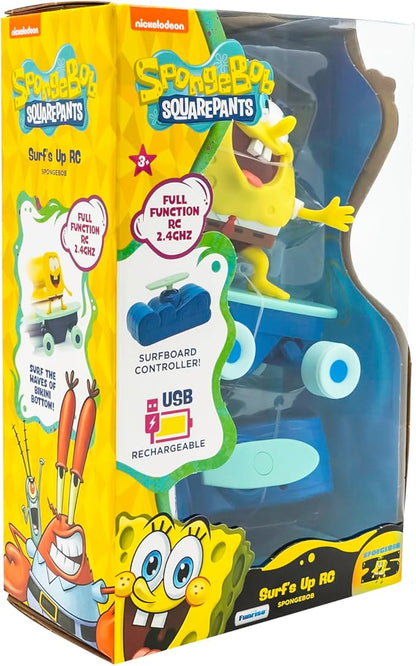 Spongebob Squarepants Surfs Up RC Vehicle - Full-Function Remote Control Spongebob Toy with Surfboard Controller Real Surf Action Play for Kids Ages 3+