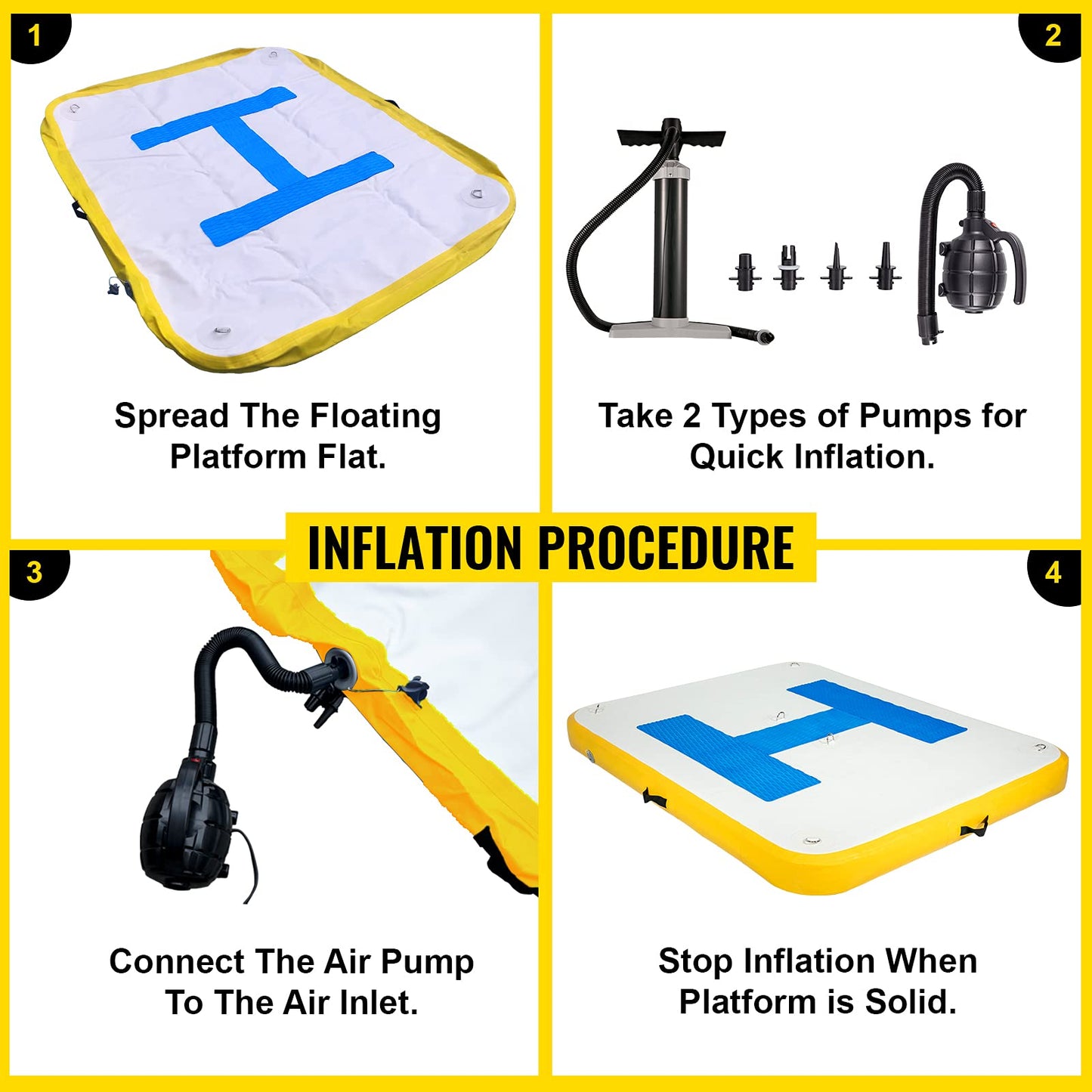 Happybuy 8x5 ft Inflatable Floating Dock, Inflatable Dock Platform 6 inches Thick, Floating Platform for Pool Beach Ocean