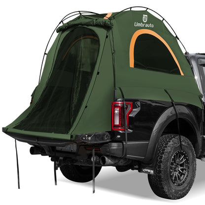 Umbrauto Truck Bed Tent Fits 6.5ft Truck Bed, Easy Setup for Camping, 3000mm Waterproof Pickup Truck Tent for 2 Person, Ford, GMC, Toyota, Chevy, Dodge, Nissan, Green & Orange