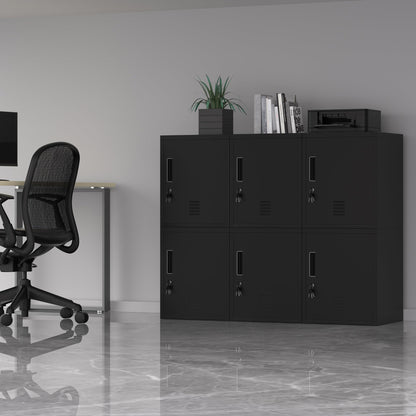 JINGUR Metal Storage Locker Cabinet with Locking Door and Adjustable Shelf for Home Office Classroom Workshop Organization (Black)