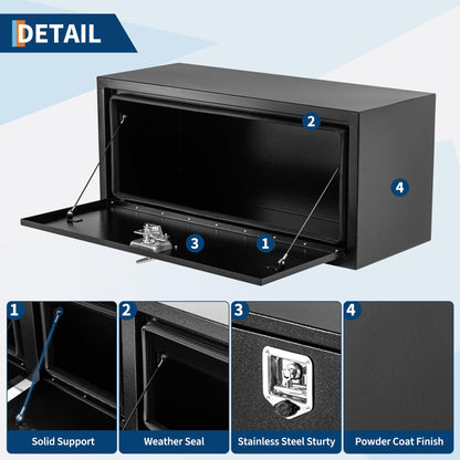 Garvee Black Steel Truck Bed Tool Box, Trailer Tongue Box, Truck Storage Organizer Tool Chest For Truck Bed, RV, Trailer (36 in x 18 in x 18 in-NEW)