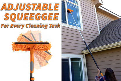 30 ft Window Washing Kit with Extension Pole (36+ Foot Reach) // Window Cleaning Tool & Window Washer Squeegee with Telescopic Extension Pole // Best Indoor Outdoor Window Washing Equipment