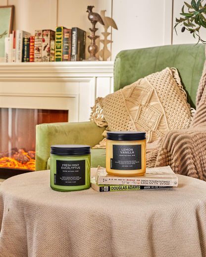 M&SENSE Eucalyptus & Mint Home Scented Candles, 11.6oz Organic Non Toxic Soy Candle, 70-Hour Long Burning, Aromatherapy Gifts for Stress Relief Relaxation Meditation, Natural Smelling for Men Women