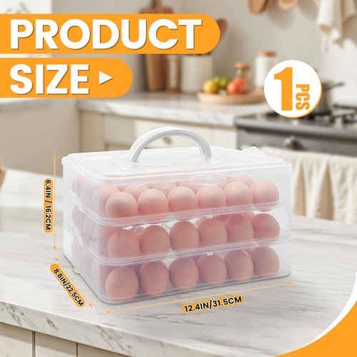 Cmaqpw 3 Layer Deviled Egg Containers with Lid,Portable Deviled Egg with Handle,Egg Carrier Holder Tray with 72 Holes for Thanksgiving Day,Party Favor Home Kitchen Refrigerator Supplies