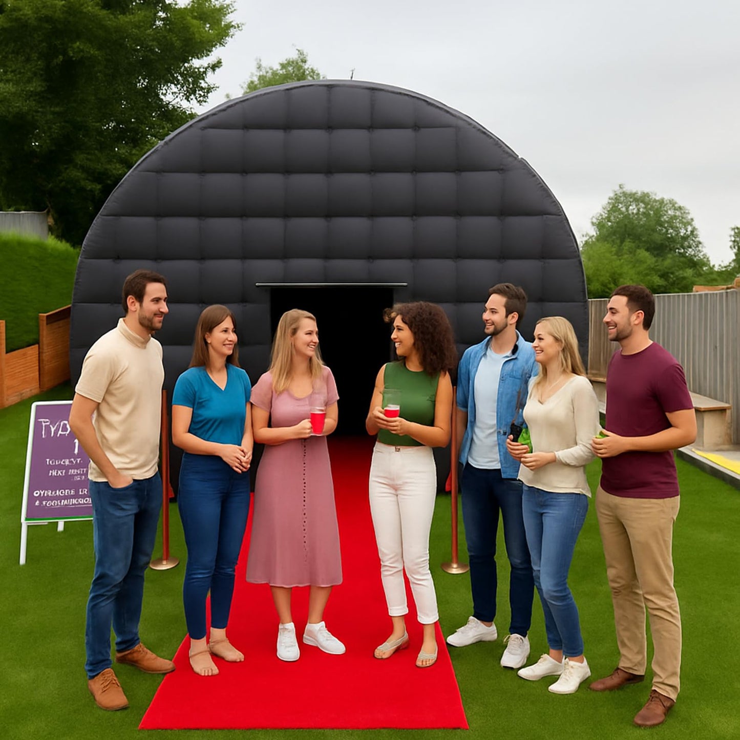 15x15x14FT Large Black Inflatable Tent Includes Blower Square Gazebo Event Room Large Inflatable Party Tent for Backyard,Outdoor EventsParties, Shows, Events, and Commercial Use