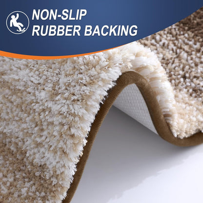 OLANLY Bathroom Runner Rug - Extra Soft Microfiber Mat with Rubber Backing | Quick Dry, Washable, 44x24, Light Brown