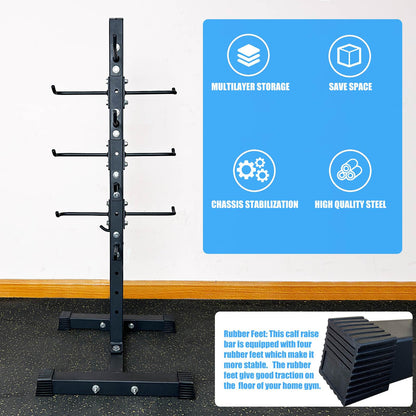 BLUSLM Cable Attachment Rack for Lat Pull Down Bar, Heavy Duty Steel Lat Bar Organizer, Gym Storage Rack for LAT Pulldown Attachments