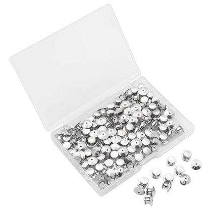 SUBANG 100 Pieces Metal Pin Backs Locking Pin Keepers Locking Clasp with Storage Case