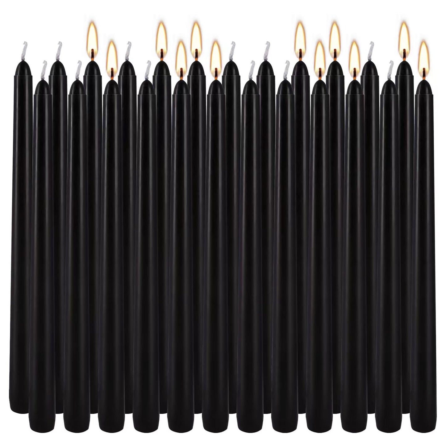 YOROXRG 24 Pack Black Taper Candles, 7-8 Hours Burn Time, Unscented, Smokeless and Dripless, 0.75 x 10 Inch Dinner Candle Set for Halloween, Household, Wedding, Party and Home Décor Candlesticks