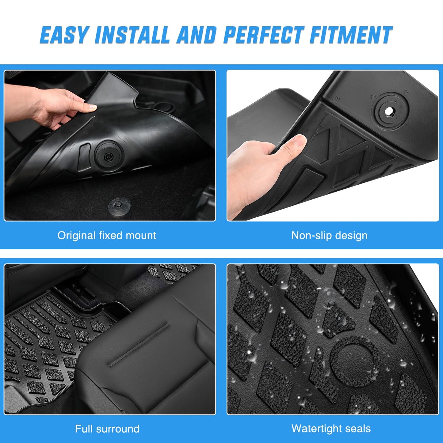 Nilight TPE Floor Mats for Ford Expedition Max Lincoln Navigator L 7 Seats 2025 2026 All Weather Custom Fit Heavy Duty Floor Liners