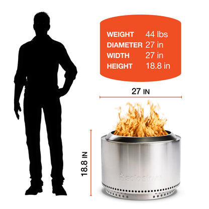 Solo Stove Yukon Amazon Exclusive Bundle | Smokeless Fire Pit with Stand, Lid & Shelter | Wood Burning Stainless Steel Campfire Pit with Ash Pan | Ideal for 6+ People | 27in Dia, 19in H, 59lbs