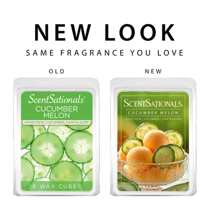 Scentsationals Wax Melts, Wax Cubes Strong Scent - Cucumber Melon - Long Lasting Scented Melts for Warmer, 10 oz (24-Cubes)