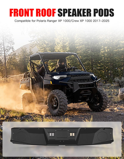XATVXUTV Overhead 6.5" Speaker Pods Roof Liner for Polaris Ranger XP 1000 / Crew 2017-2025 Accessories, Front Roof Full Enclosure UTV Speaker Box, All-Weather Protection