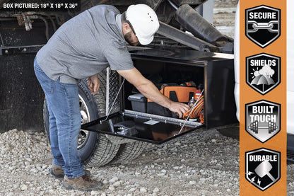 Buyers Products 1708310 Black Steel Underbody Truck Tool Box – 18 x 24 x 48 Inch - Truck Bed & Underbelly RV Storage Box, Locking T-Latch, Weather-Resistant, Heavy-Duty Flatbed Job Box, Made in USA