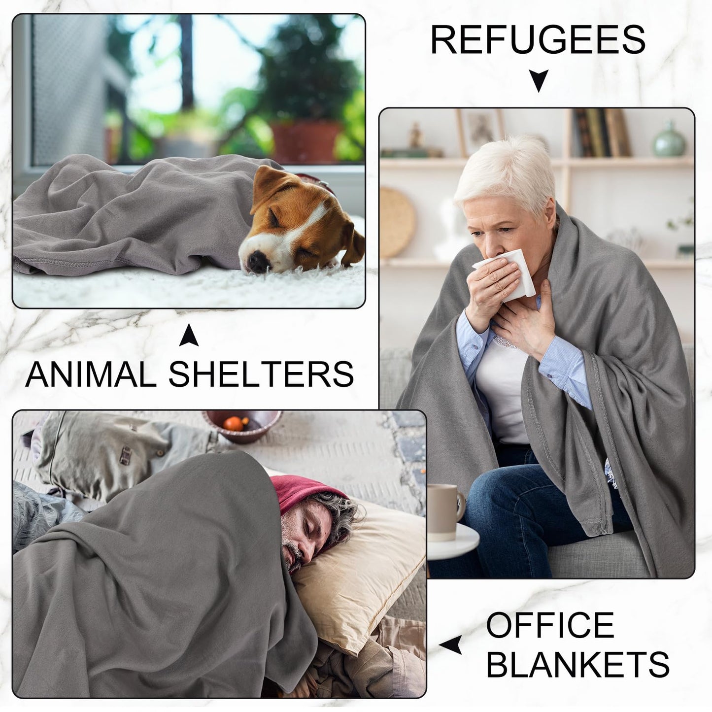 Macarrie 50 Pcs Fleece Blankets Bulk 50 x 60 Inch Soft Fleece Throw Blankets Warm Lightweight for Home Office Wedding Guest Gift Spring Outdoor Camping Travel Homeless Pet Lap Sofa Bed (Gray)