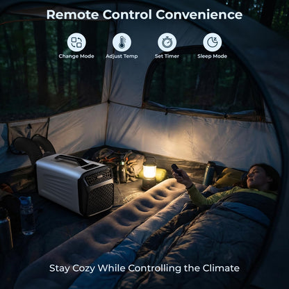 5200 BTU Portable Tent Air Conditioner for Camping, 4-in-1 Air Conditioner for Outdoor Indooer Using, 400W Consumption Quiet Small AC Unit for RV, Truck, Garage
