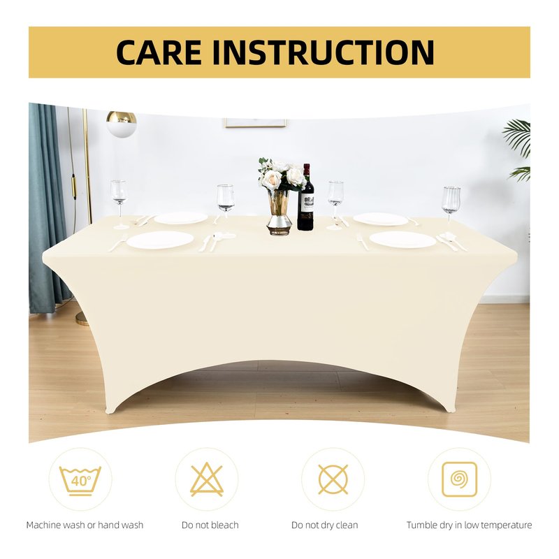 ZarzaaSik 6-Pack 4ft Spandex Table Covers for Rectangular Folding Tables - Wrinkle Resistant Stretch Tight Table Cloths - Ultimate Fitted Table Protector for Parties, Trade Shows, and Wedding
