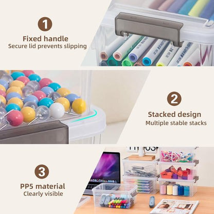 Citylife Small Storage Bins - 3.2 QT Clear Plastic Containers with Lids | Stackable Organizing Bins (6 Pack)