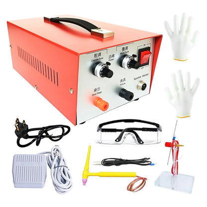 KKYOYRE 30A Jewelry Spot Welder,Spot Welder,Professional Pulse Welding Machine for Gold,K Gold,Silver,Platinum and Steel (Red)