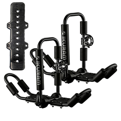 Kayak Roof Rack, Aluminum Kayak Carrier Folding J-Style Universal 4-in-1 Multifunction for Canoe, SUP, Kayaks, Surfboard Rooftop Mount on SUV, Car and Truck Crossbars, Black