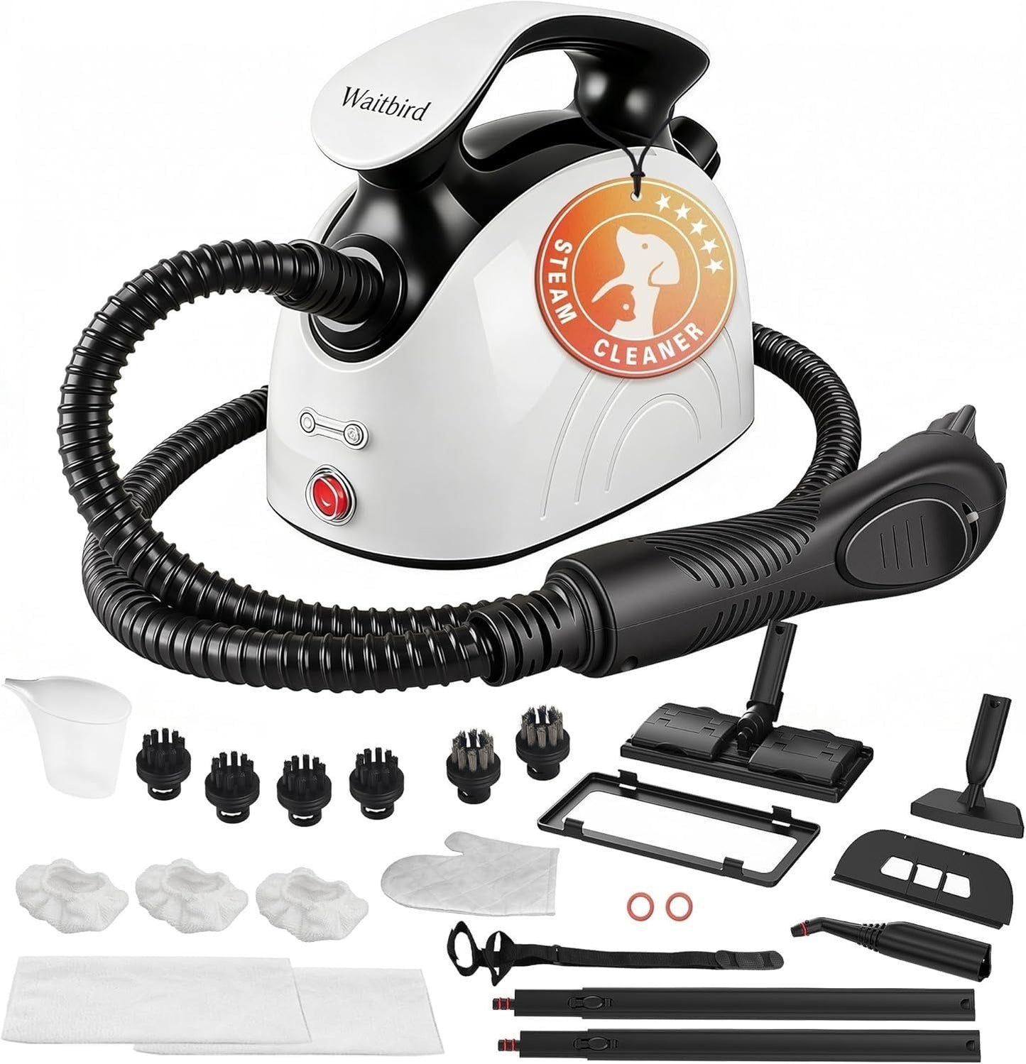 Waitbird 4.5 Bar High Pressure Steam Cleaner for Home, 248°F High Temp Handheld Steamer for Cleaning, 21-Piece Accessories Kit, Multi-Purpose Cleaner for Grease, Tile, Grout, Kitchen, Bathroom & Car