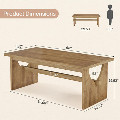 Tribesigns Executive Office Desk, 63-Inch Farmhouse Computer Desk, Large Writing Study Conference Table with Sturdy Legs, Business Workstation Table for Home Office, Rustic Brown