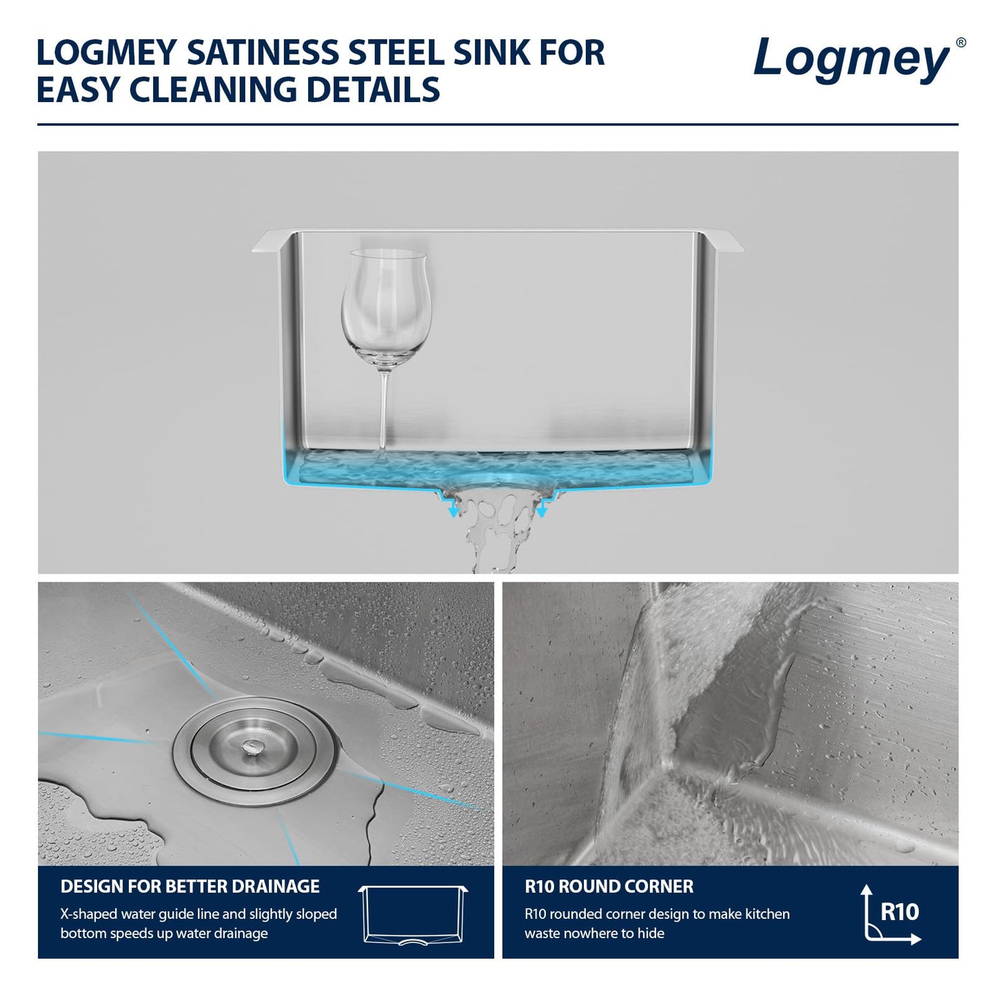 Logmey 13x15 Undermount Bar Sink,16 Gauge Heavy-Duty Stainless Steel Handmade Small Kitchen Sink,Scratch-resistant,Easy Clean,13x15x9 Single Bowl Utility Sink for RV & Prep Station