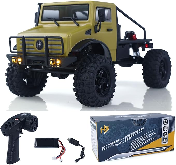 CR18P V3 THunter 1/18 RC Climbing Car 2.4G Wireless Control 4WD Rock Crawler Car Brushless Motor ESC RTR LED Lights Hobby Grade Model for Adult(Matte Sand)